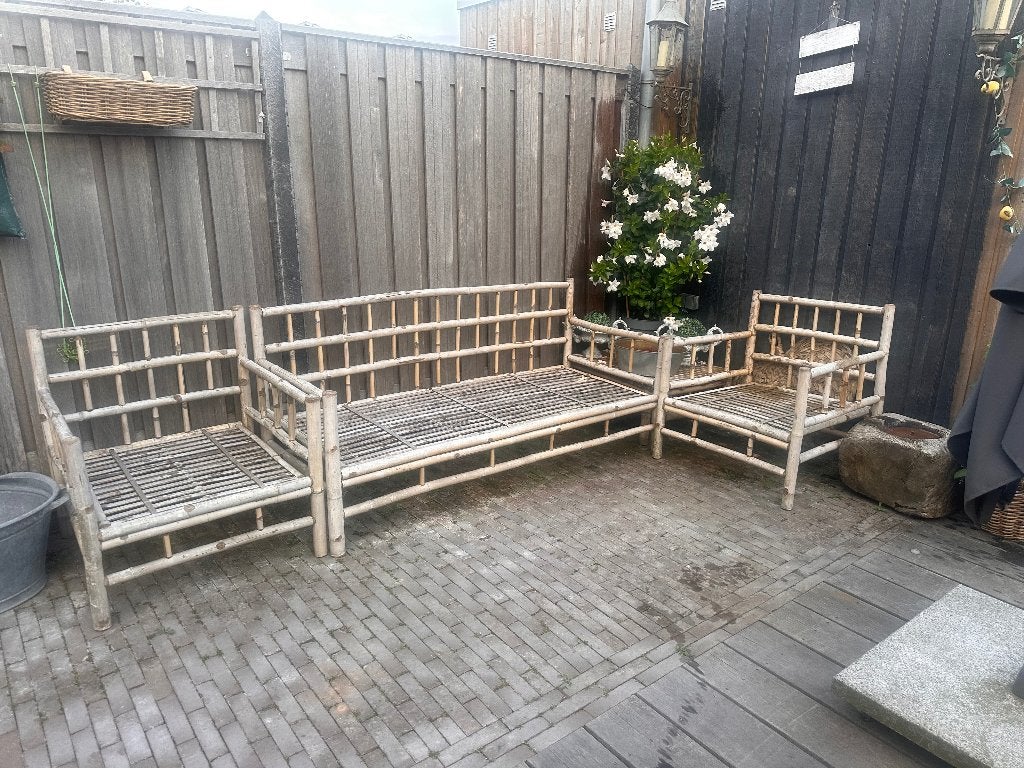 Loungeset bamboo, Tuin en Terras, Tuinsets en Loungesets, Ophalen, Gebruikt, Loungeset, 5 zitplaatsen