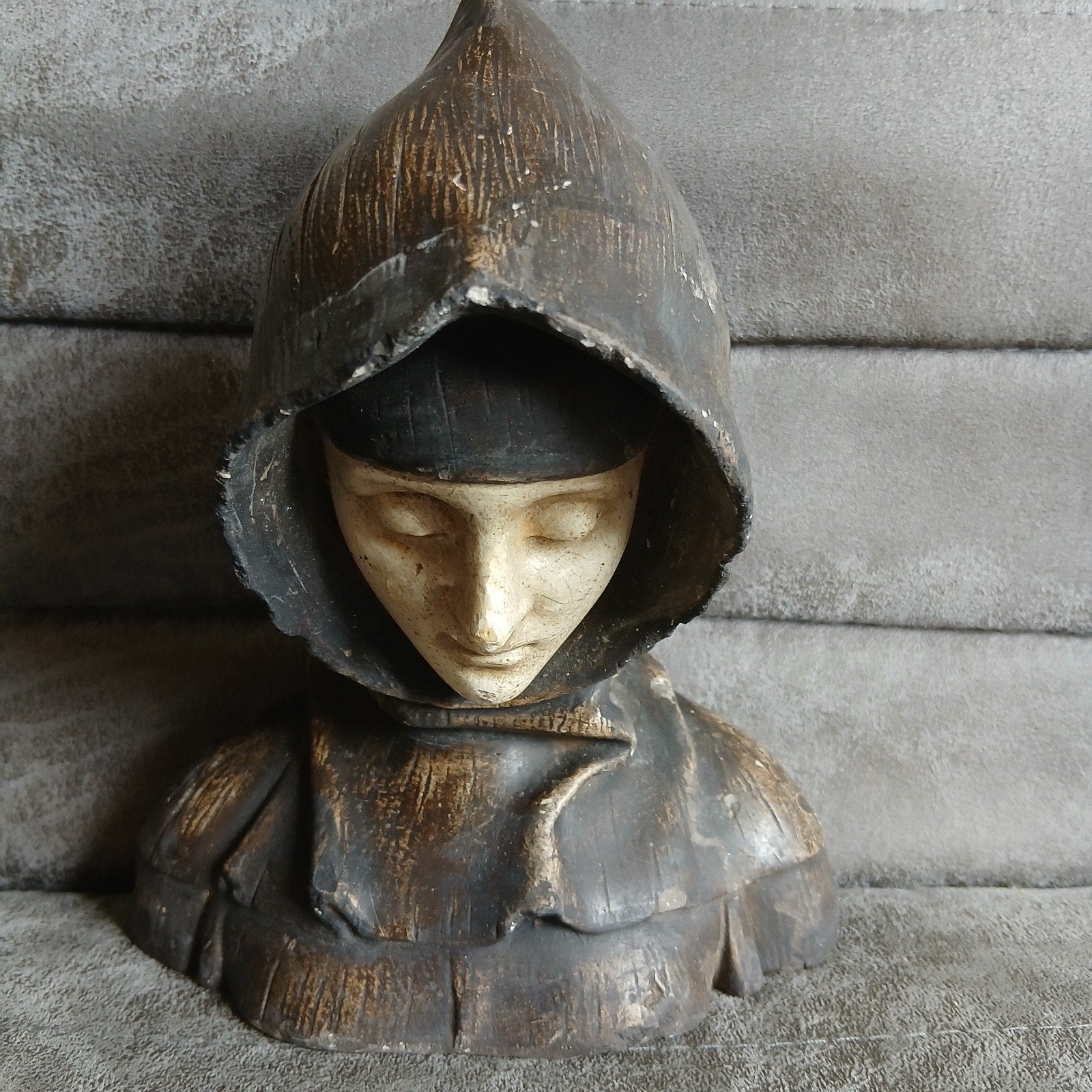 buste van middeleeuwse monnik met kap, Antiek en Kunst, Curiosa en Brocante, Ophalen of Verzenden
