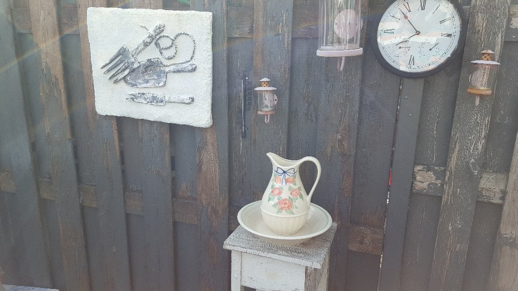 Brocante Lampetset, lampetstel, waterkan en schaal. B2, Ophalen of Verzenden