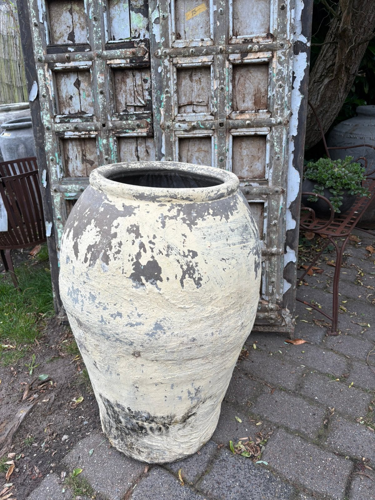 Stoere oude kruik Ibiza style! Nu € 115!!, Huis en Inrichting, Woonaccessoires | Vazen, Ophalen, Gebruikt, Overige kleuren, Aardewerk of Porselein