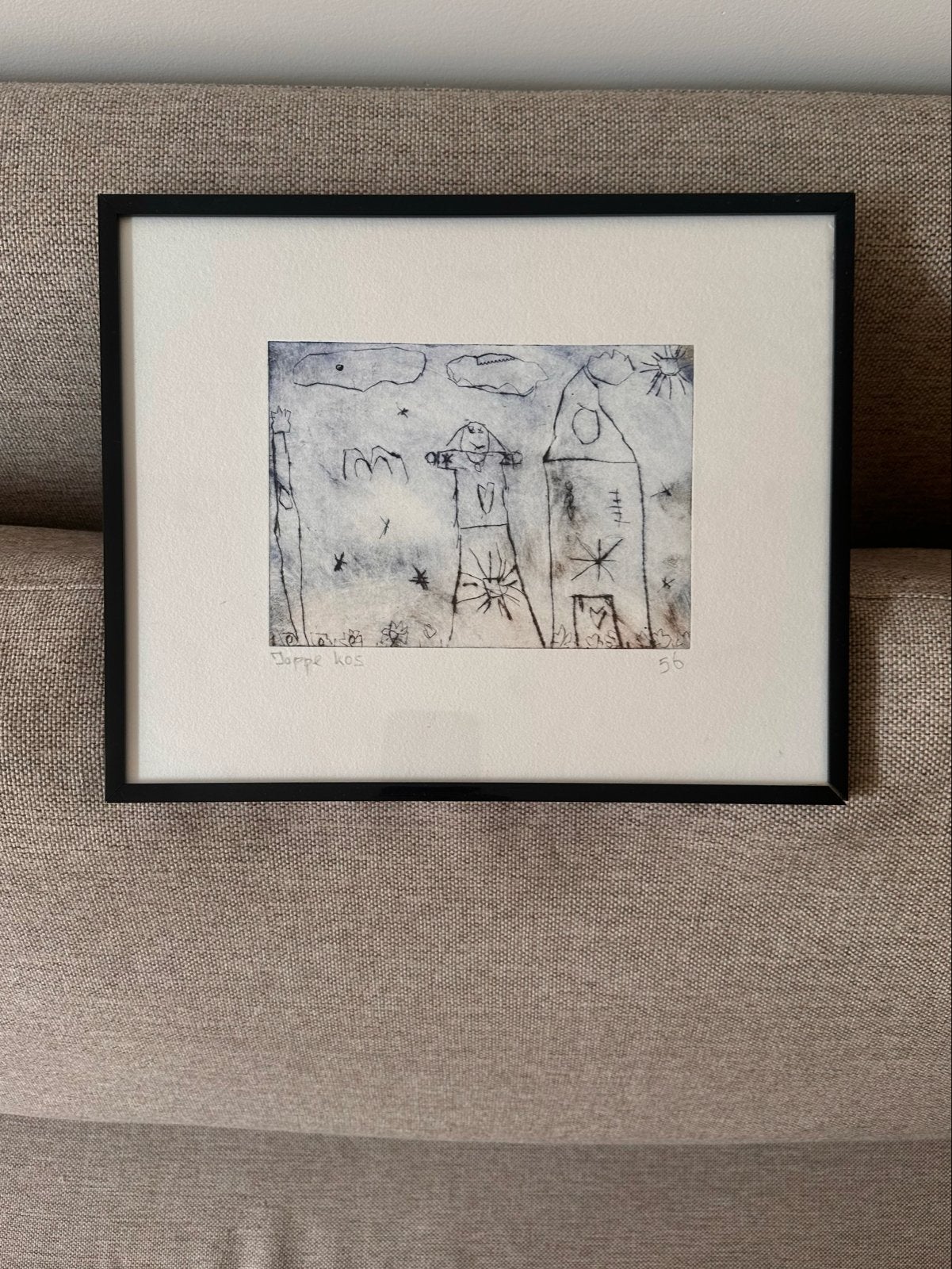Vintage ingelijste - Joppe Kos - genummerd 56, Dagelijks leven, Overige technieken, Ophalen of Verzenden, 1950 - 1999