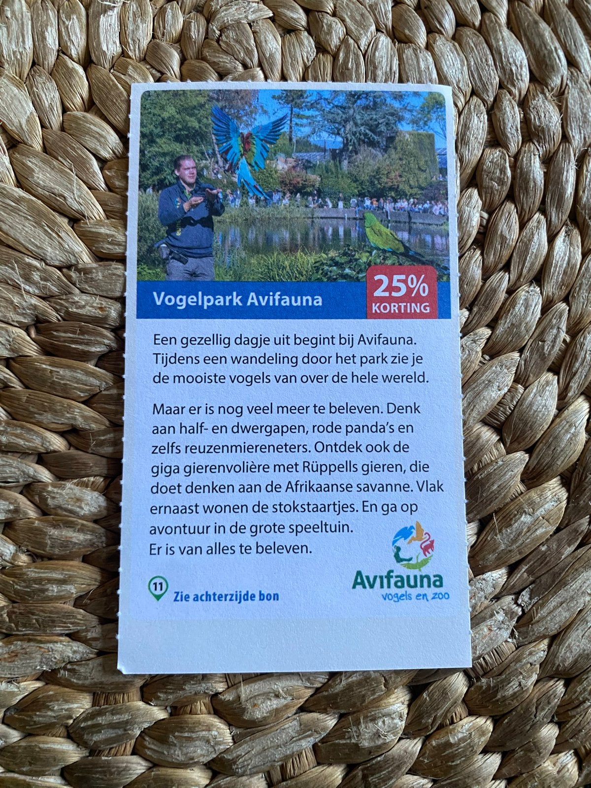Vogelpark Avifauna 25 % korting, Tickets en Kaartjes, Drie personen of meer, Kortingsbon, Overige typen