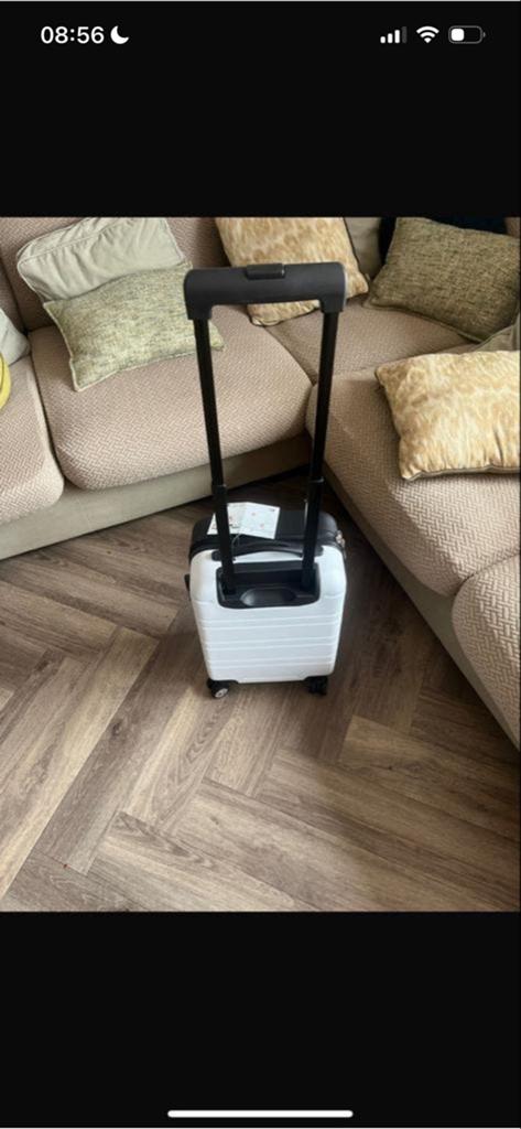 Noorlander Trolley Zwart Wit - Handbagage Koffer, Sieraden, Tassen en Uiterlijk, Koffers, Ophalen, 50 tot 60 cm, Hard kunststof