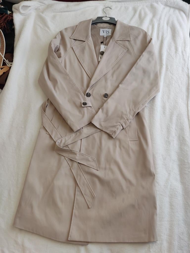 Nieuwe VRS beige trenchcoat met ceintuur, maat M, Maat 38/40 (M), Beige, VRS, Nieuw