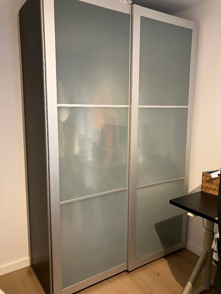 Bruine PAX kledingkast (58x150x236 cm) met schuifdeuren, Huis en Inrichting, Kasten | Kledingkasten, Gebruikt, 200 cm of meer