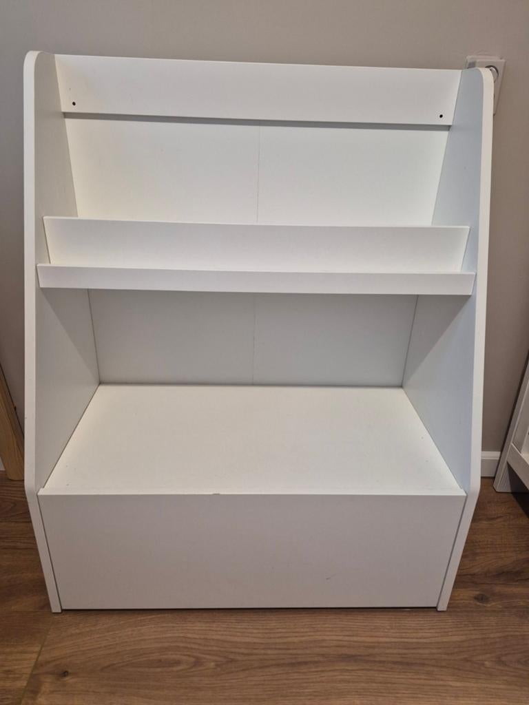 IKEA BERGIG Boekenrek met lade - wit, Ophalen, Kast, Zo goed als nieuw, 75 tot 100 cm