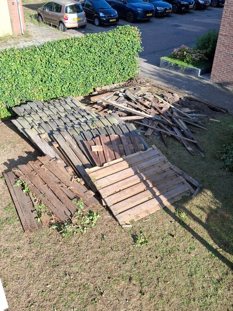Oude schutting, 3 tot 6 m³, Ophalen, Overige houtsoorten