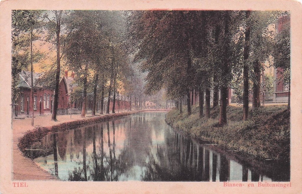 Tiel - Binnen- en buitensingel (gel. 1923), Ophalen of Verzenden, 1920 tot 1940, Gelopen, Gelderland