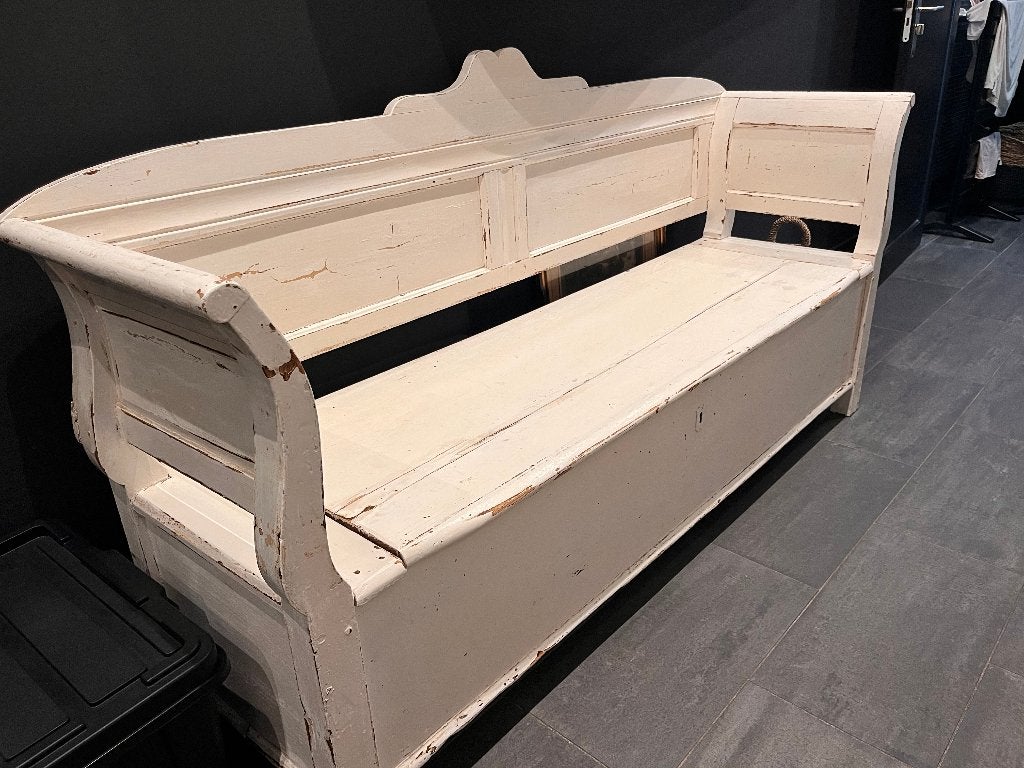 Mooie grote vintage klepbank gekocht bij Van Dijk&Ko, Ophalen, Gebruikt, Met klep(pen), 150 tot 200 cm
