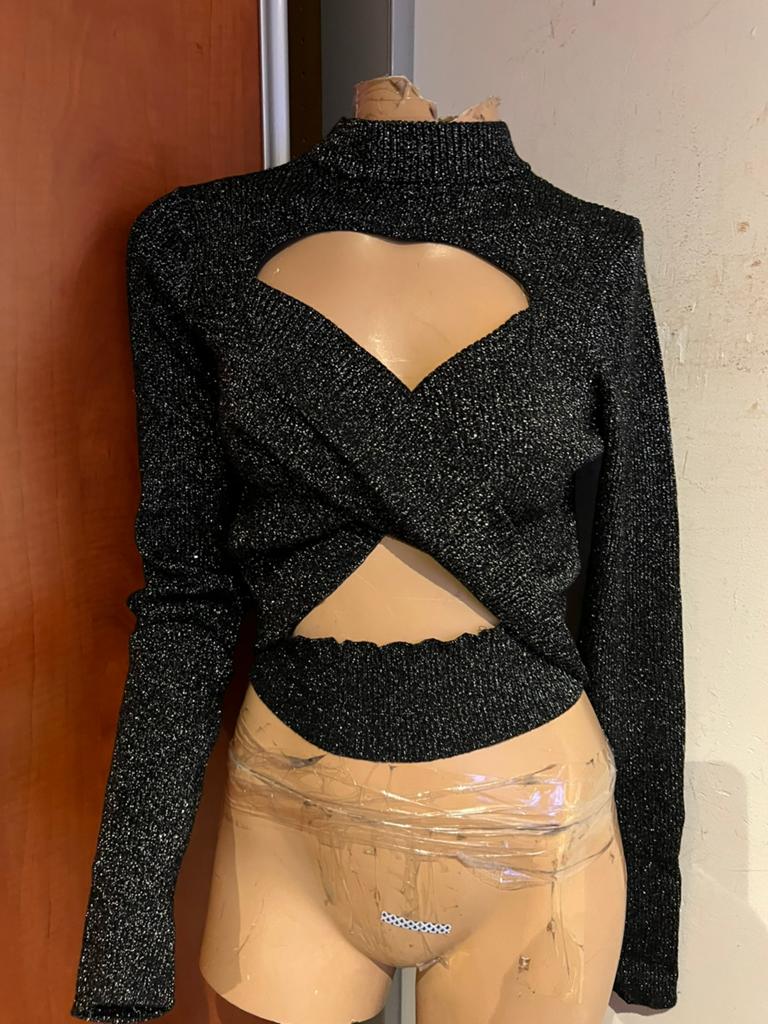 BERSHKA trui maat XL zwart zilver ZGAN, Zwart, Maat 46/48 (XL) of groter, Zo goed als nieuw, Bershka