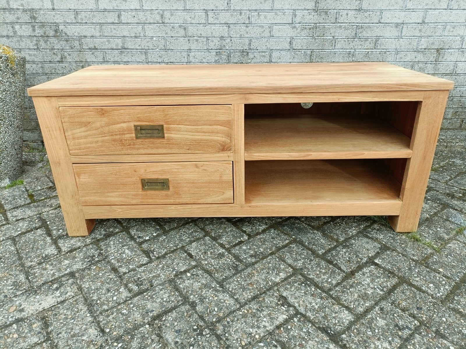 teakhouten tv meubel, Ophalen, 100 tot 150 cm, Teakhout, Zo goed als nieuw