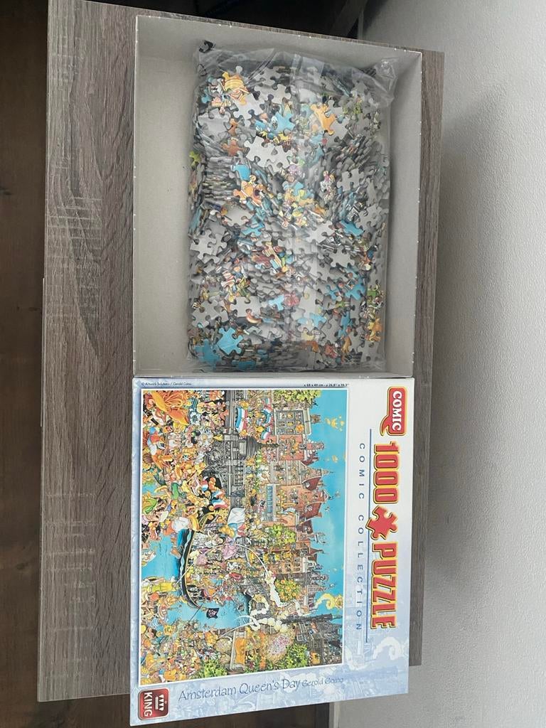 King Comic Puzzel 1000 stukjes - Amsterdam Queens Day, Ophalen of Verzenden, Meer dan 50 stukjes, Gebruikt, 6 jaar of ouder