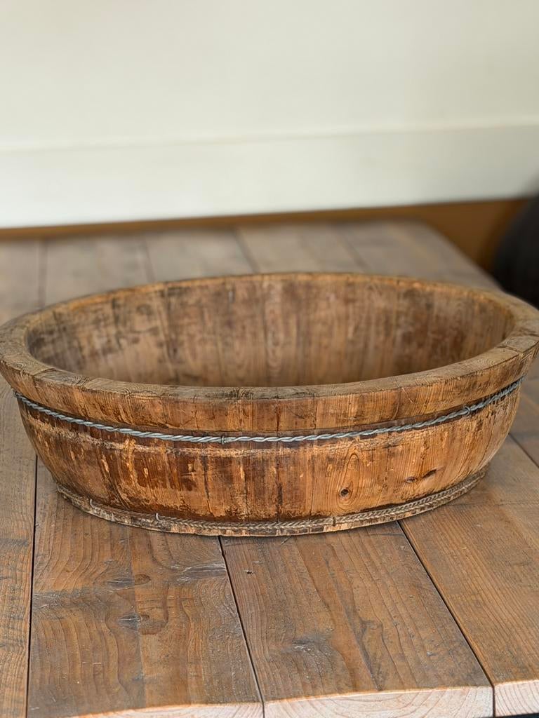 Olijfbak, Huis en Inrichting, Woonaccessoires | Schalen en Manden, Ophalen of Verzenden, Zo goed als nieuw, Rond, Hout