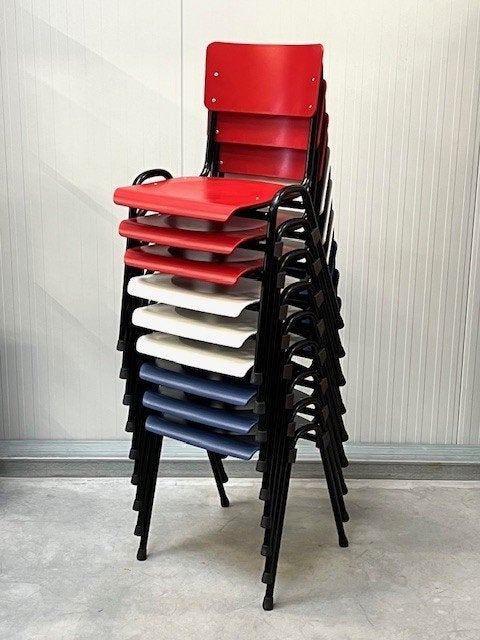 Retro eetkamerstoelen nieuw rood wit blauw stoelen prijs p/s, Kunststof, Overige kleuren, ., Vintage