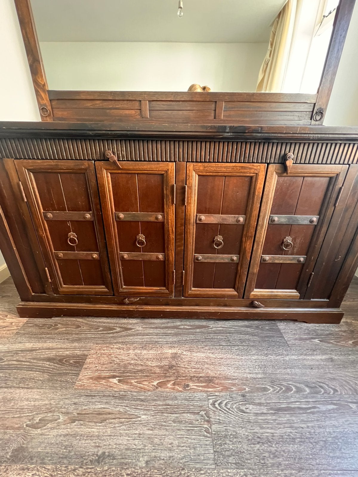 Teak houten dressoir, Ophalen, Gebruikt, 100 tot 150 cm, Koloniaal