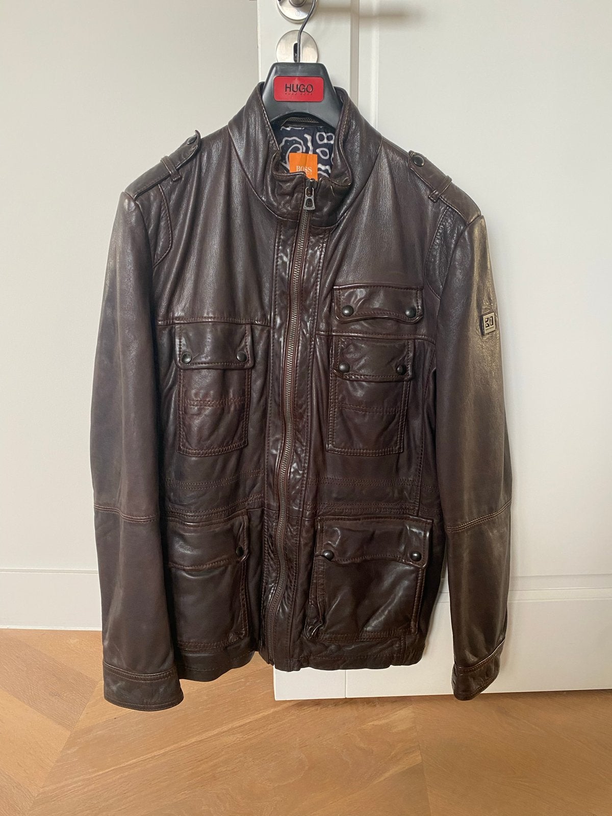 Hugo BOSS  Leren Heren Jas - Maat 52/54 (L), Ophalen of Verzenden, Zo goed als nieuw, Maat 52/54 (L), Bruin