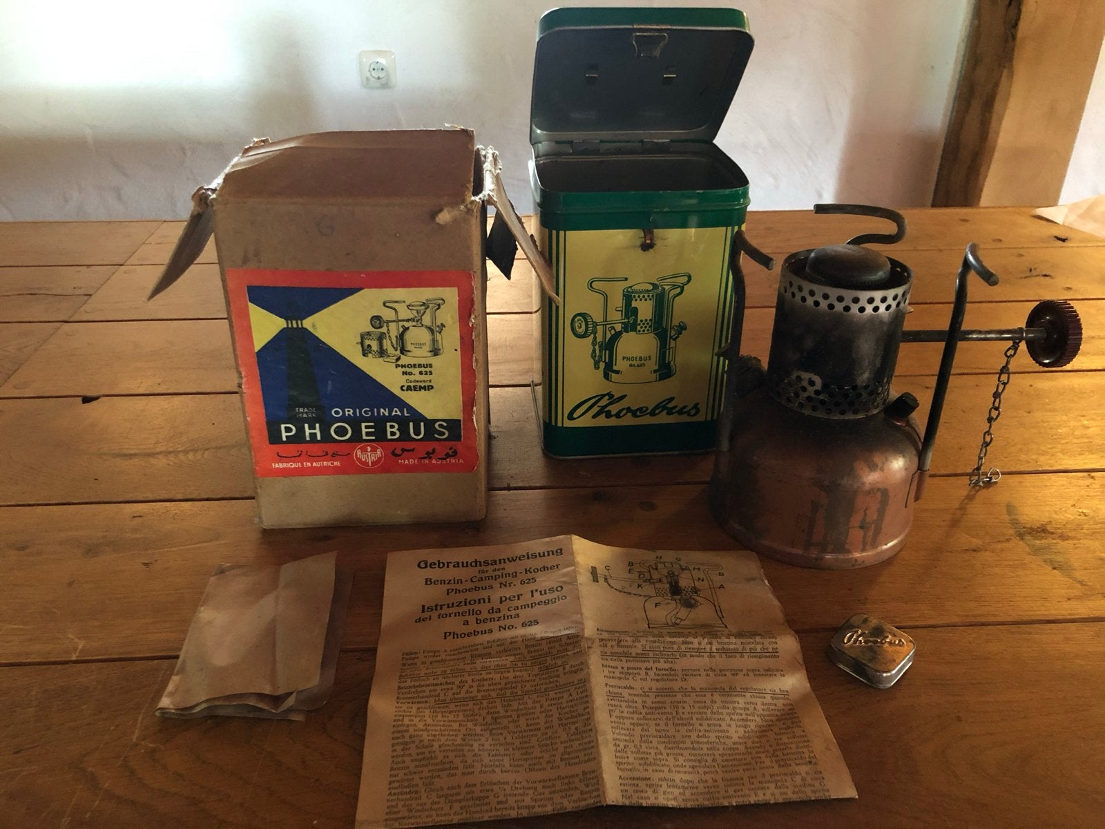 Vintage Phoebus No. 625 Benzine Campingbrander met Doos, Ophalen of Verzenden