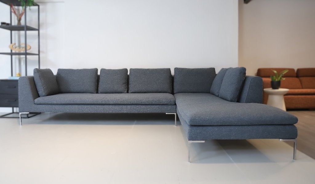 B&B Italia Charles Hoekbank, Design Bank, Minotti ,Vitra, Design On Stock, B&B Italia, Leolux, Hoekbank, 75 tot 100 cm, Ophalen of Verzenden