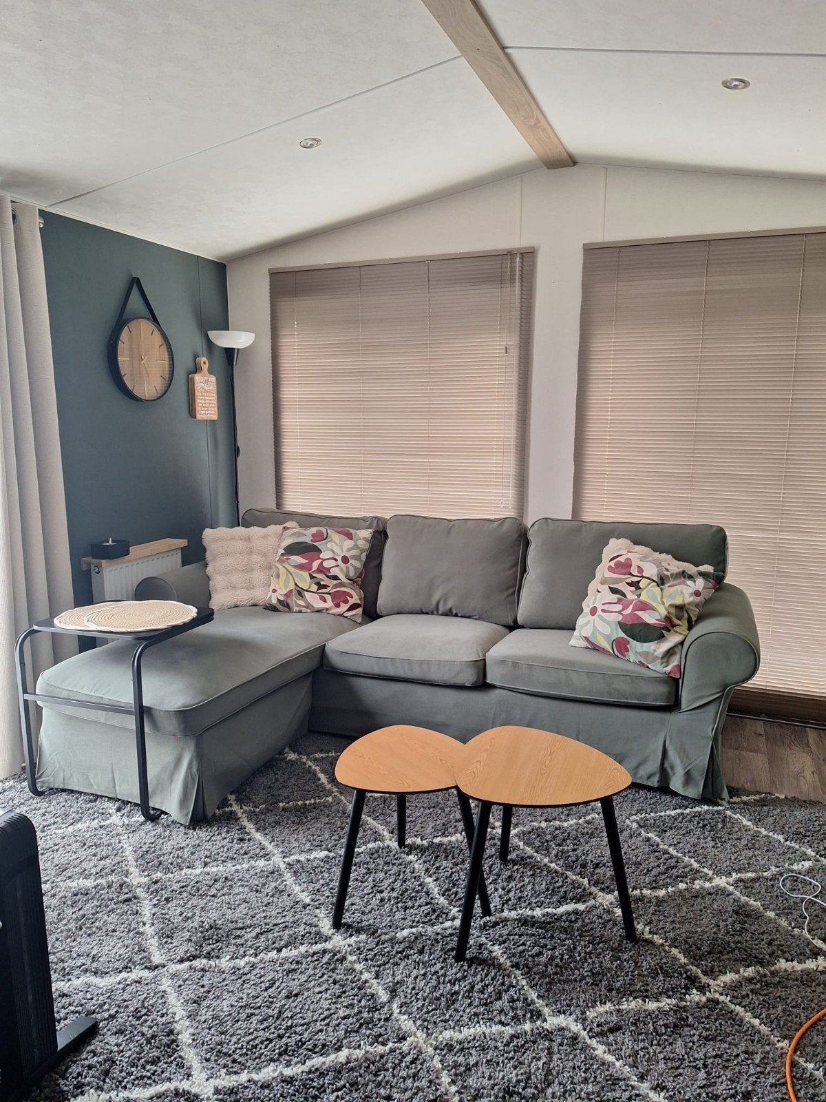 IKEA Ektorp Hoekbank met Chaise Longue - Groen/Grijs, Huis en Inrichting, Banken | Bankstellen, 250 tot 300 cm, Gebruikt, Hoekbank