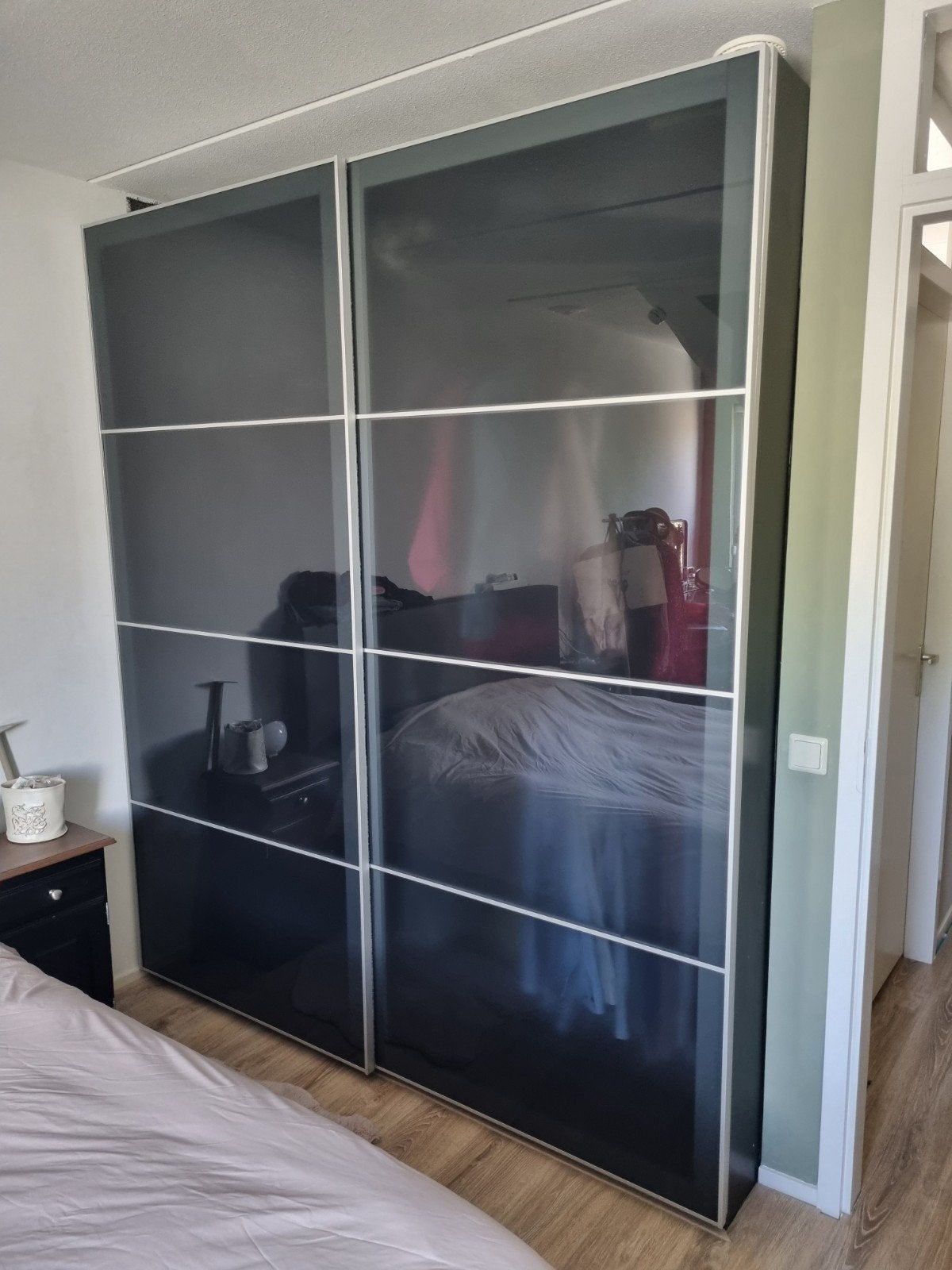 2 Ikea Mehamn Pax Schuifdeuren smoke glass 236x100 cm, Ophalen, 200 cm of meer, 50 tot 100 cm, Minder dan 25 cm