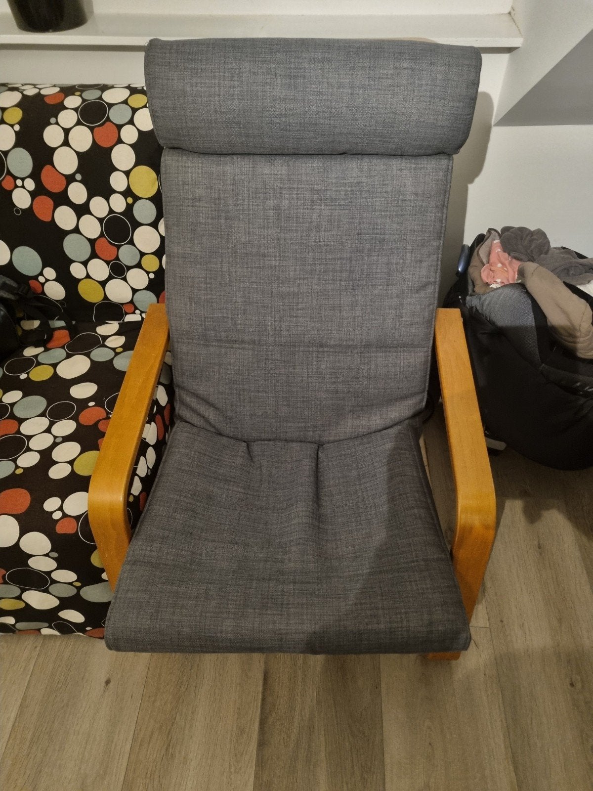 IKEA Poäng fauteuil met twee hoezen, Huis en Inrichting, Hout, Gebruikt, Modern, Scandinavisch, Ophalen of Verzenden