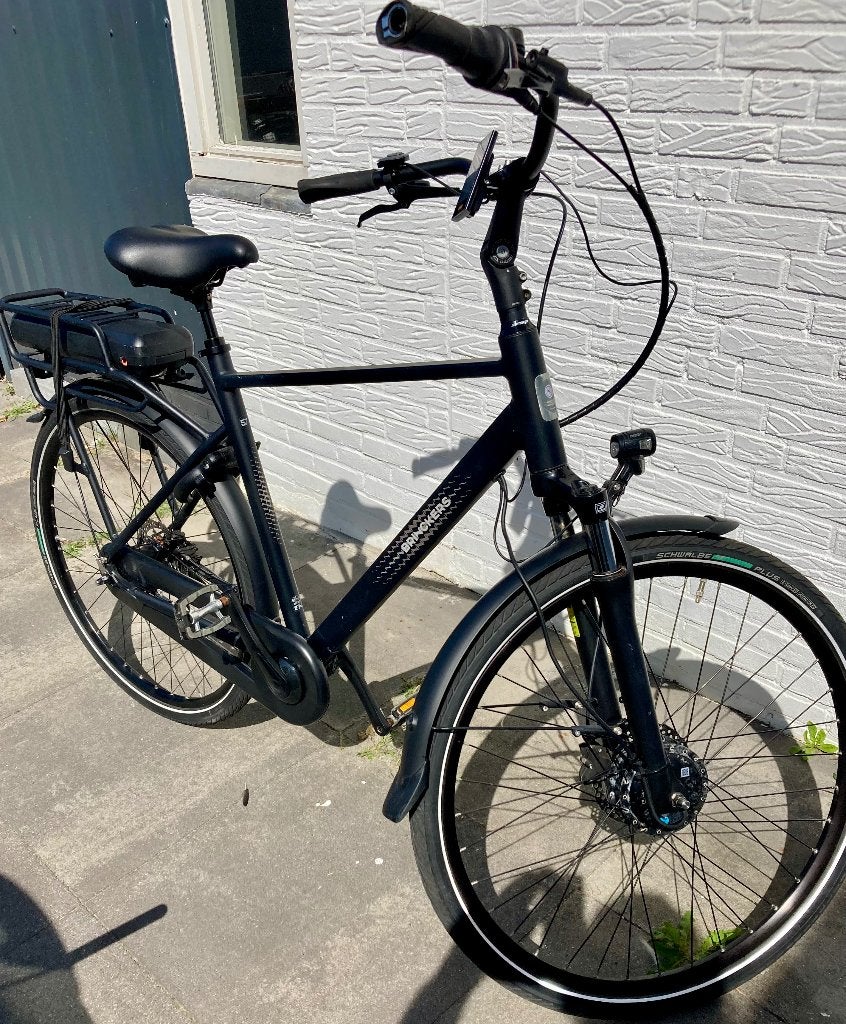PRACHTIGE Ebike BRINCKERS BOSTON Herenfiets Matt zwart, Ophalen, Zo goed als nieuw, Brinckers, 50 km per accu of meer