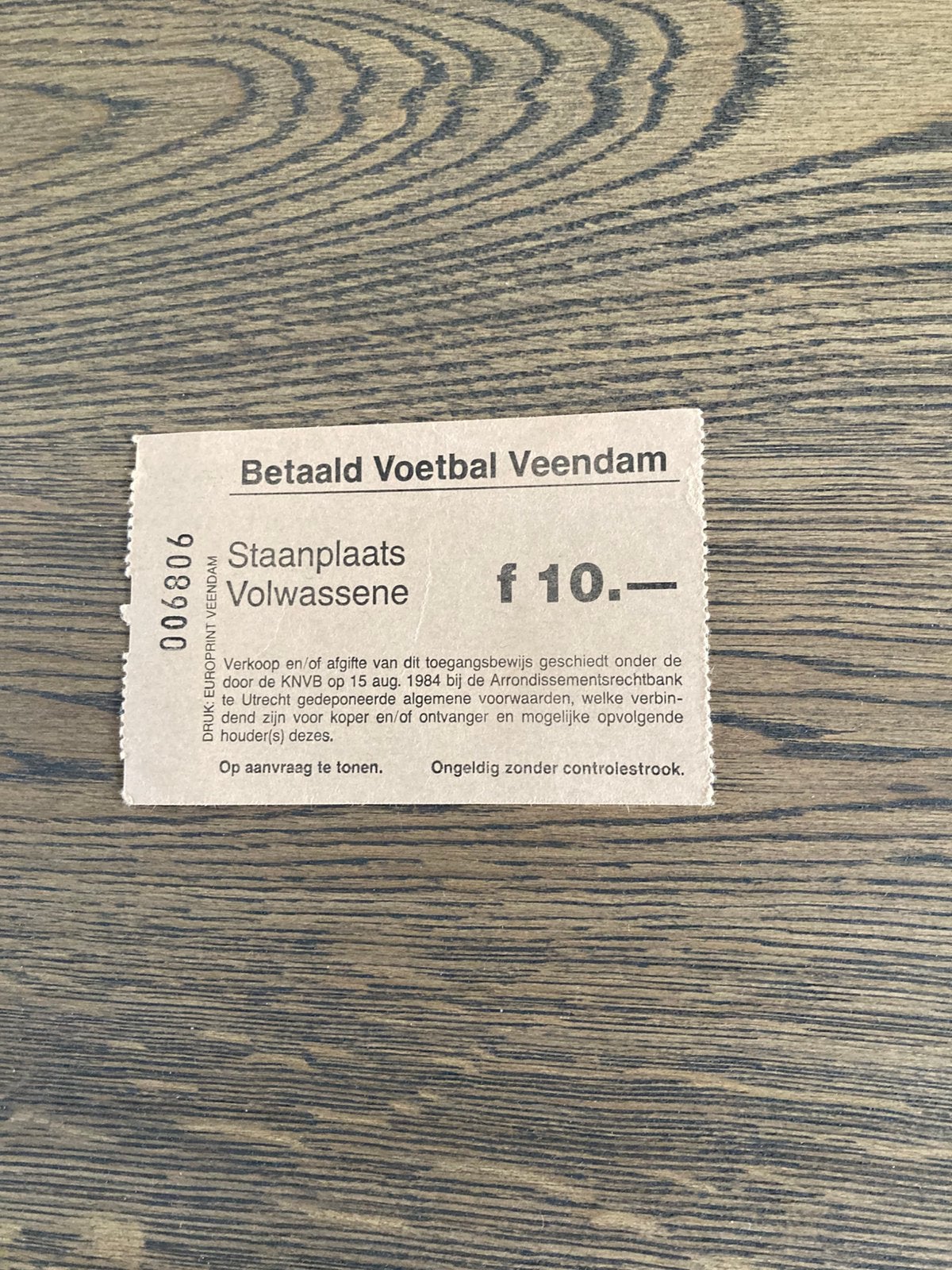 OUD TICKET BV VEENDAM, Ophalen of Verzenden, Zo goed als nieuw, Overige binnenlandse clubs, Overige typen