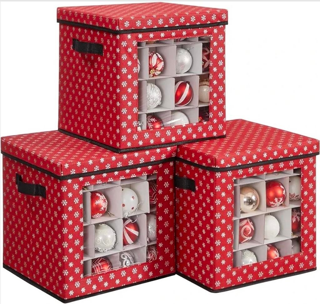 Set van 3 kerstballen opbergdozen - Nieuw, Ophalen of Verzenden, Nieuw