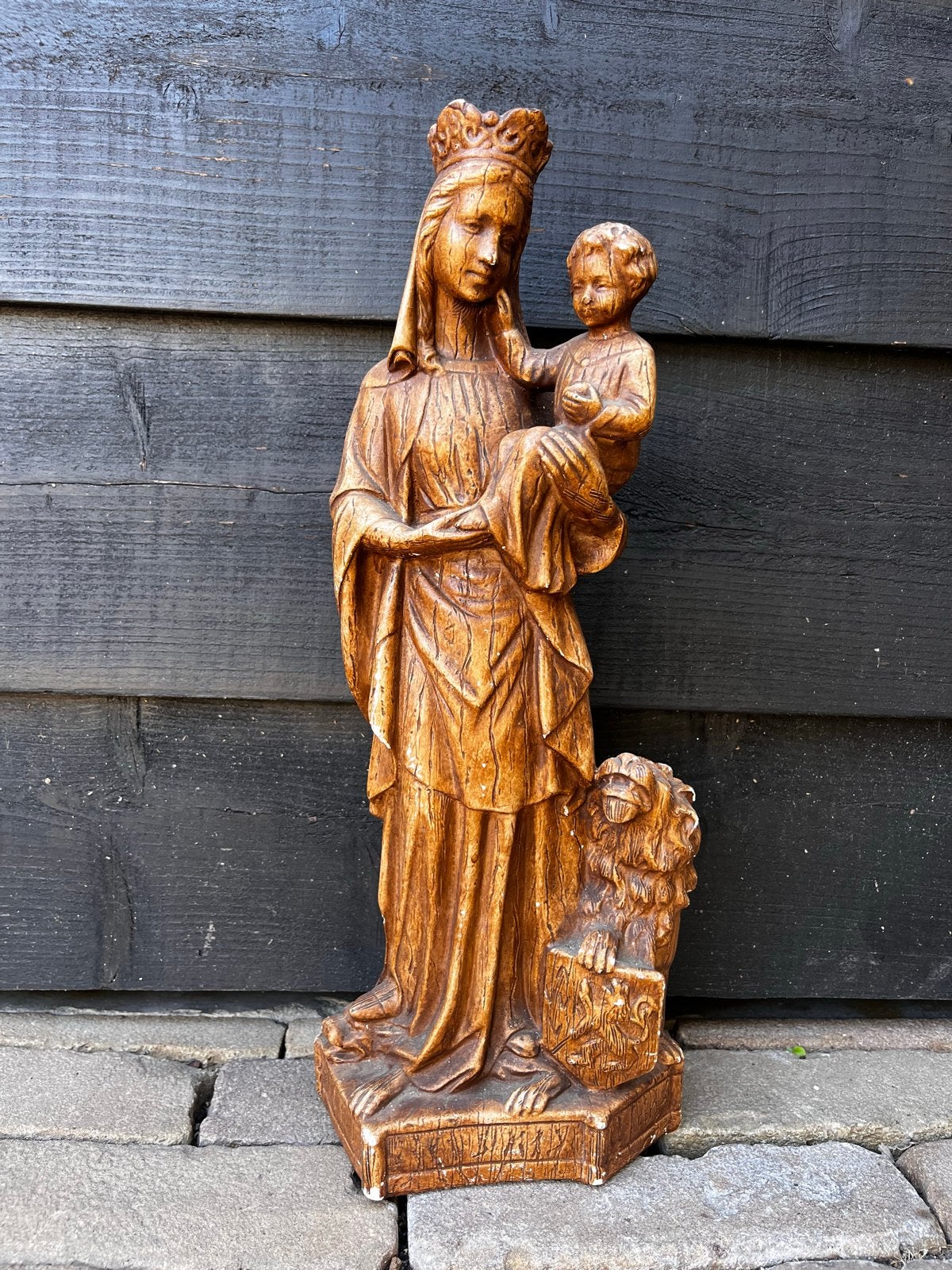 Maria met Kindje Jezus en Leeuw van Vlaanderen - 40cm, Verzamelen, Ophalen of Verzenden