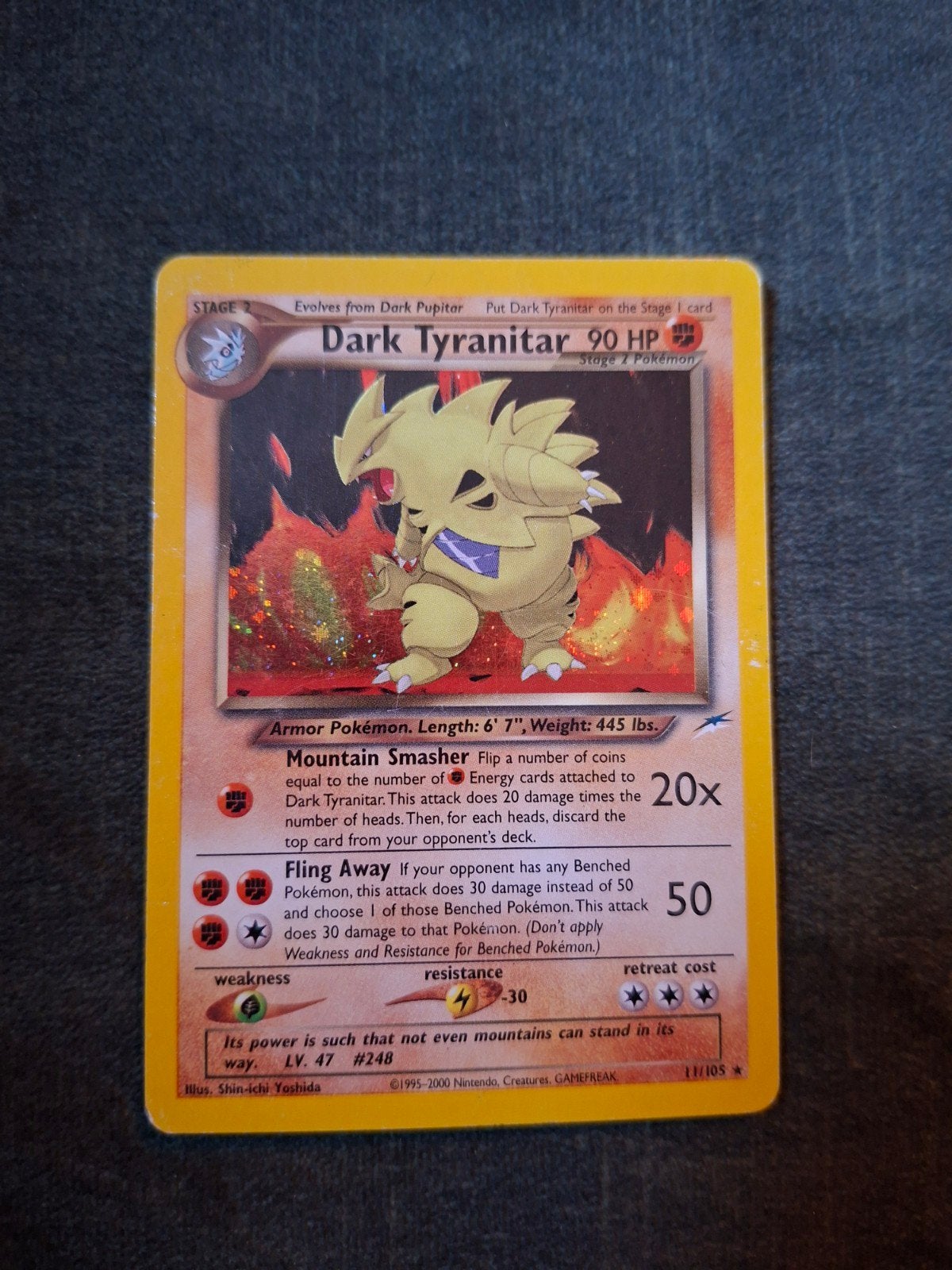 Dark Tyranitar 11/105 Neo Destiny Holo Pokémon Kaart, Ophalen of Verzenden, Gebruikt, Losse kaart, Foil