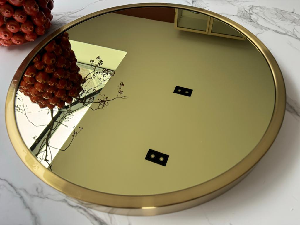 Ronde gouden spiegel - 60cm, Ophalen, Rond, Zo goed als nieuw, Minder dan 100 cm