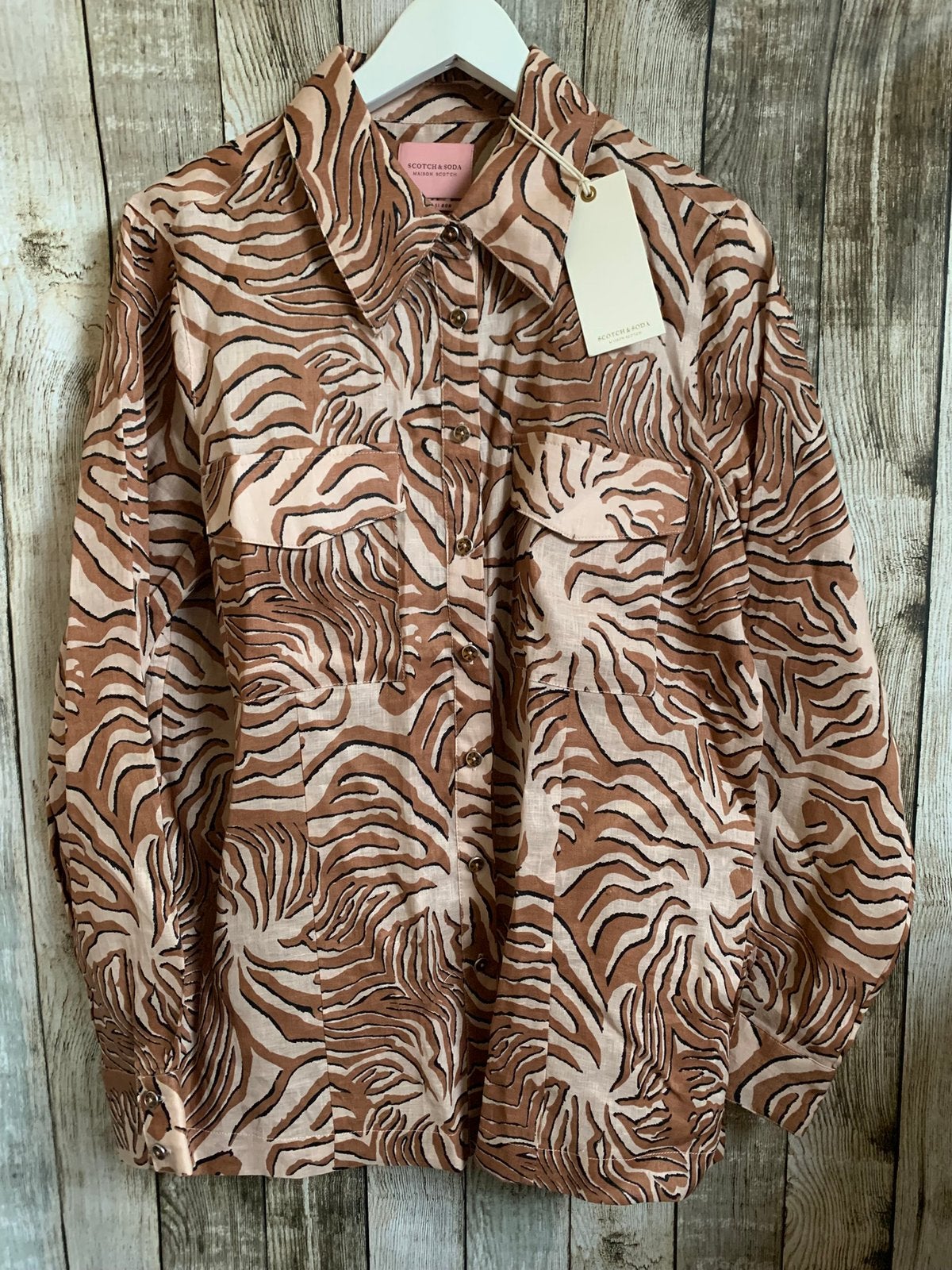 Super mooie linnen blouse van Maison Scotch (Maat L) Nieuw!!, Scotch&Soda, Bruin, Verzenden, Maat 42/44 (L)