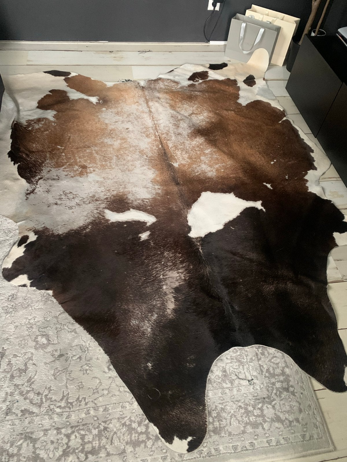 Prachtig Koeienhuid Vloerkleed - 220x200 cm, Gebruikt, Bruin, Ophalen of Verzenden, 200 cm of meer