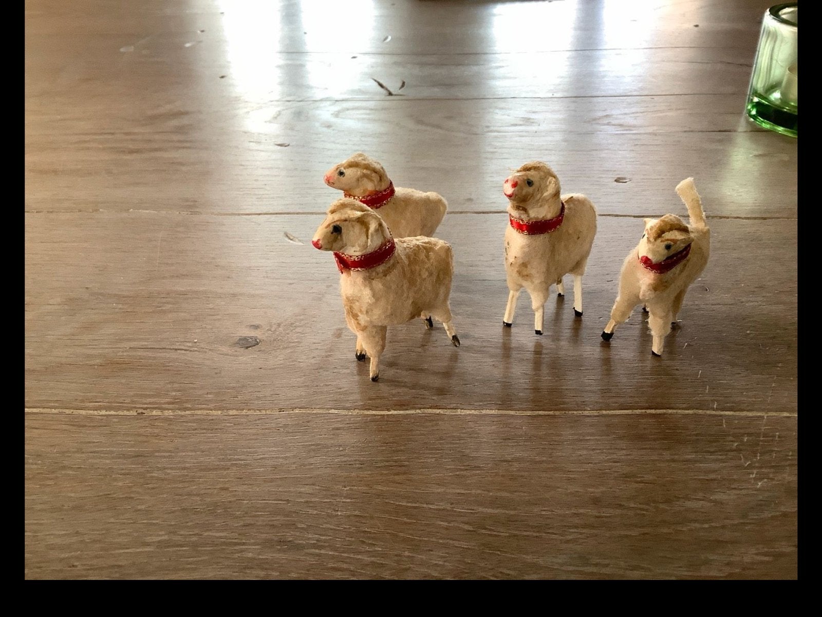 Set van 4 antieke schapen, jaren '30, 5-6 cm kerststal, Ophalen of Verzenden