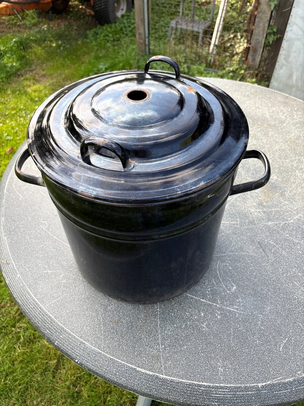 Vintage Zwarte Emaille Weckketel / Inmaakketel, Ophalen