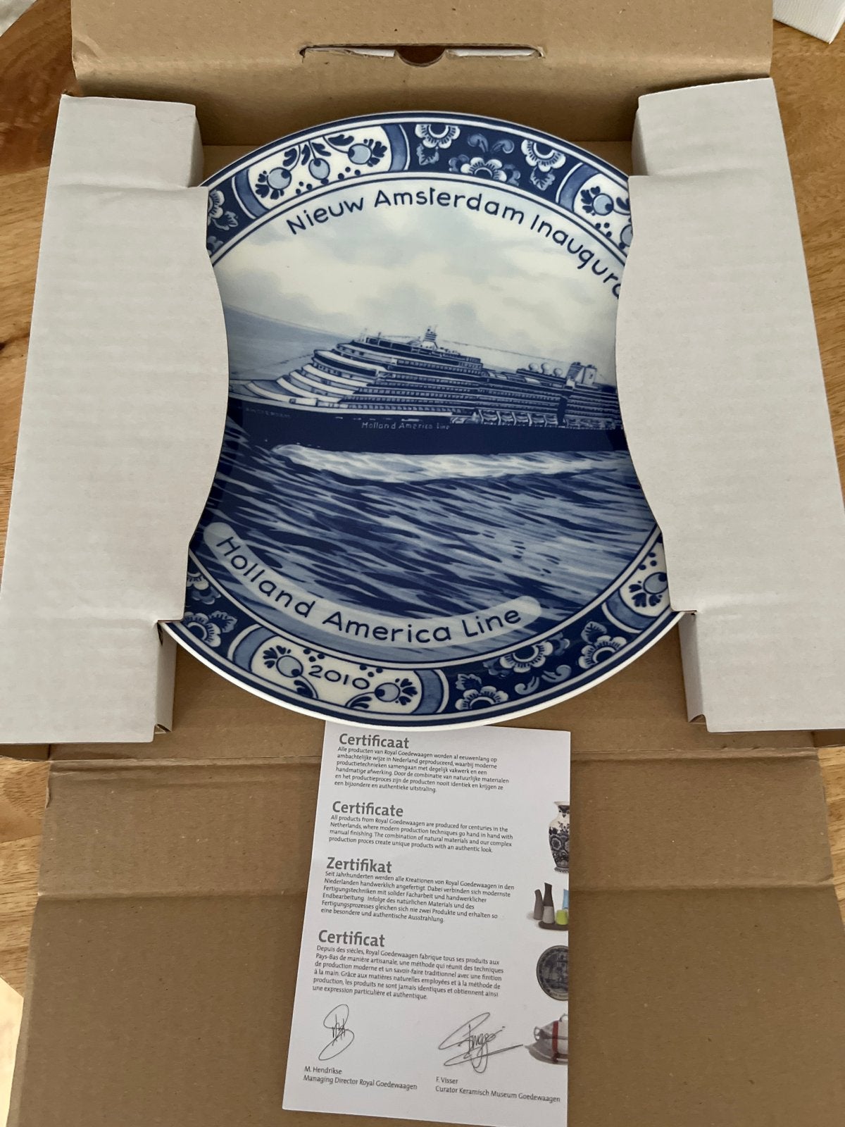 Royal Delft Holland America Line Nieuw Amsterdam bord, Ophalen of Verzenden