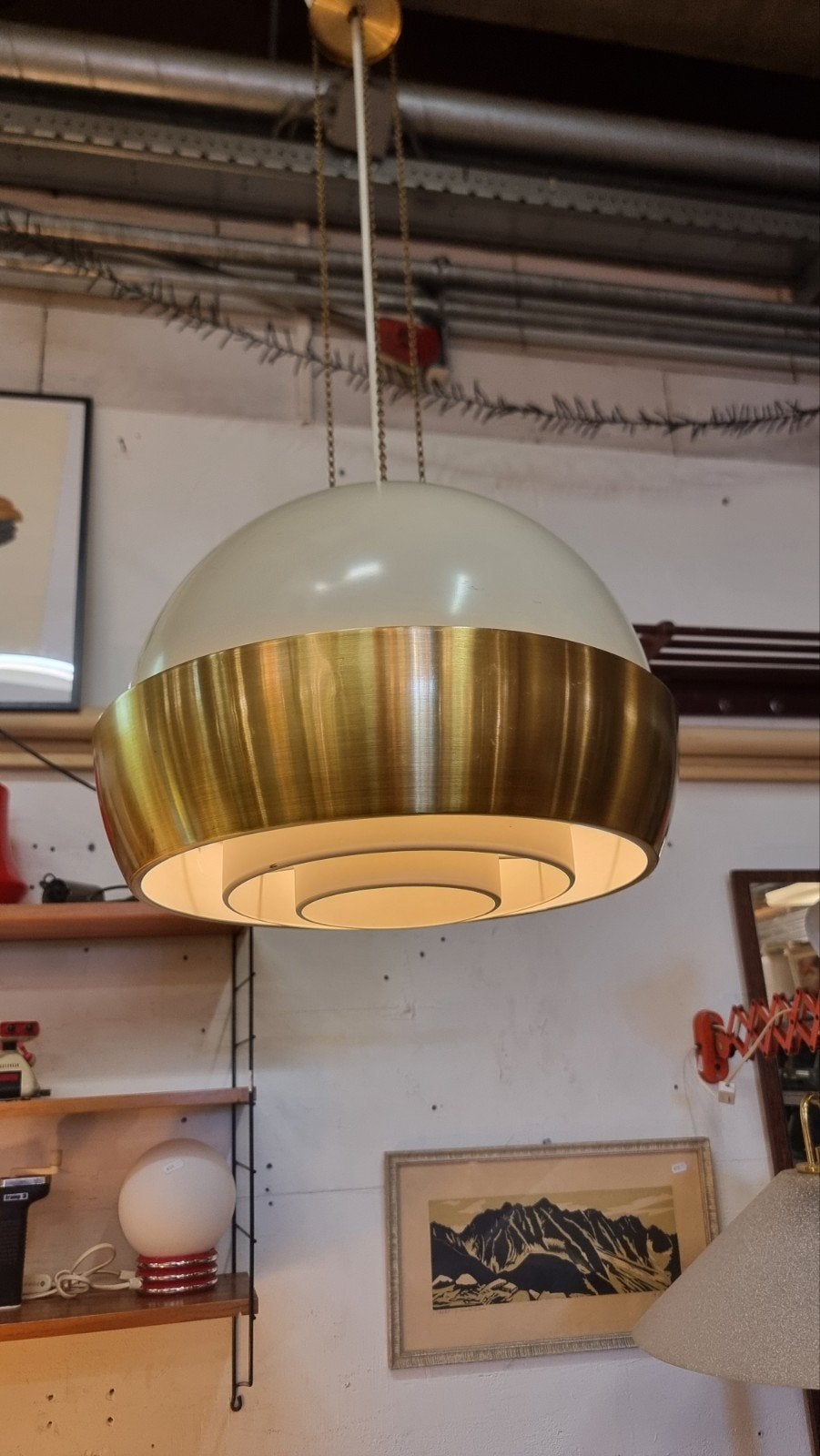 vintage ufo hanglamp mid century messing details, Ophalen of Verzenden, ,, ,, ,
