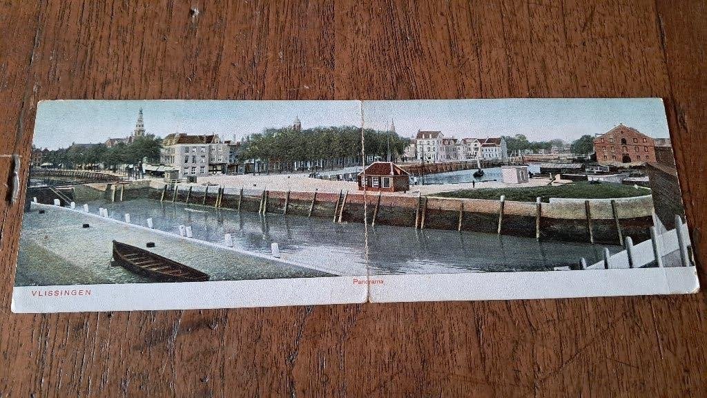 vlissingen Vissershaven panorama van voor 1920, Verzamelen, Ophalen of Verzenden, Voor 1920, Ongelopen, Zeeland