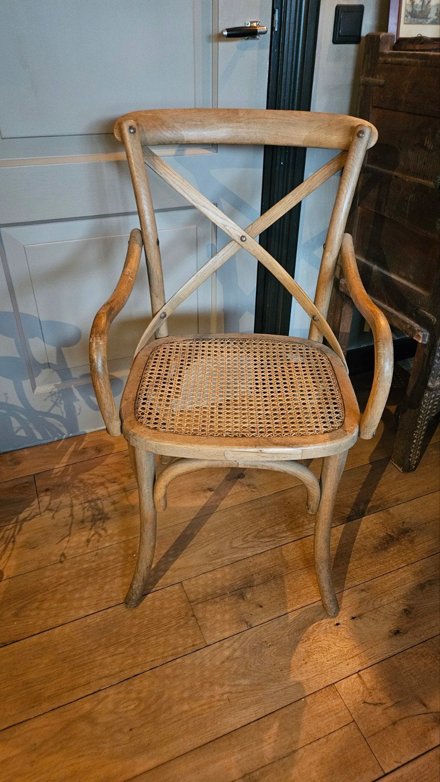 Thonet eetkamerstoel met webbing zitting, Huis en Inrichting, Stoelen, Ophalen, Bruin, Eén