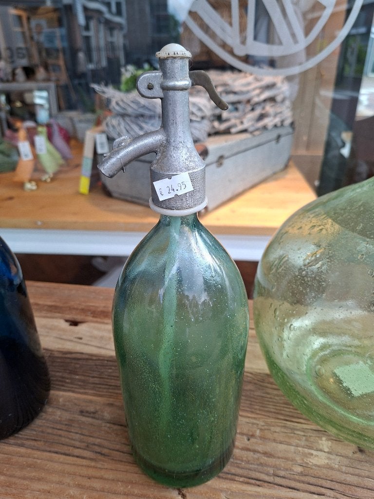 *SALE* Brocante groene spuitfles, Ophalen, Gebruikt, Glas, Brocante