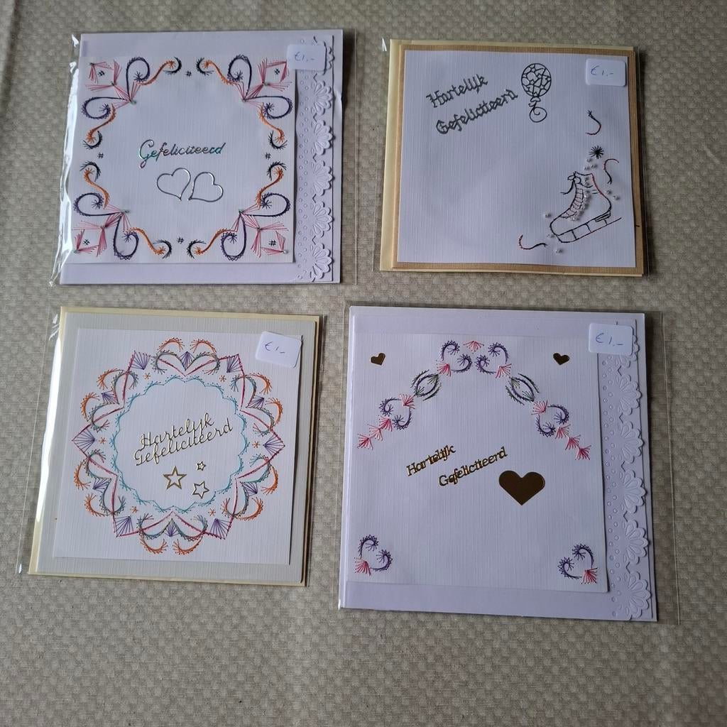 Kaarten geborduurd, Hobby en Vrije tijd, Kaarten | Zelfgemaakt, Ophalen of Verzenden, Nieuw, Overige thema's