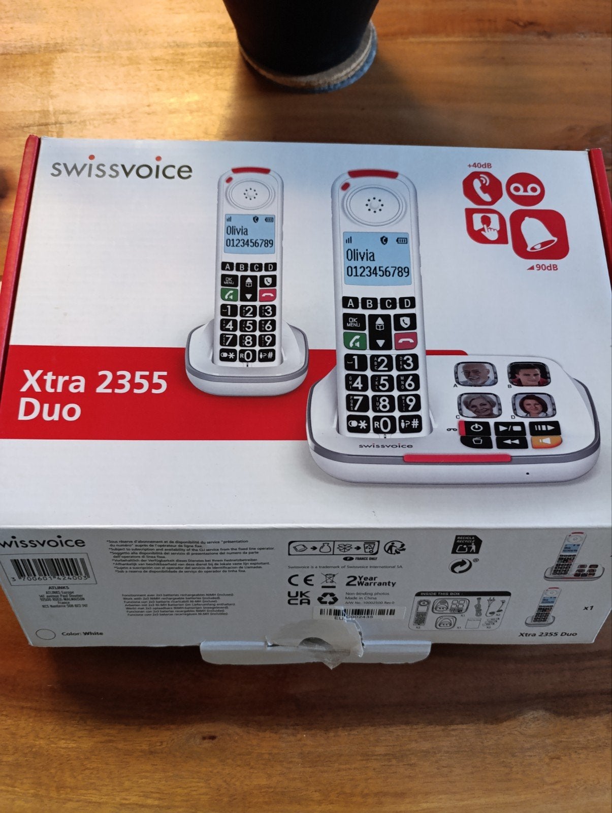 Swissvoice Xtra 2355 Duo DECT-telefoon met antwoordapparaat, Telecommunicatie, Ophalen of Verzenden, Zo goed als nieuw, 2 handsets
