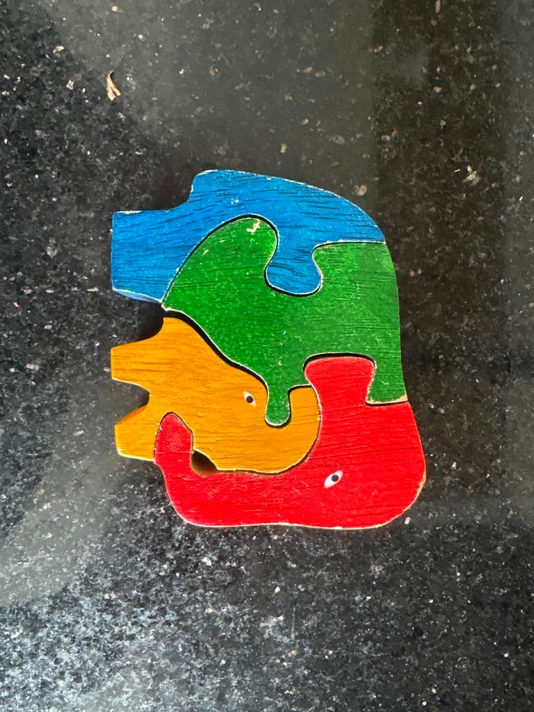 Retro Houten Vormpuzzel Jaren '70 - Gospel House, Antiek en Kunst, Ophalen of Verzenden