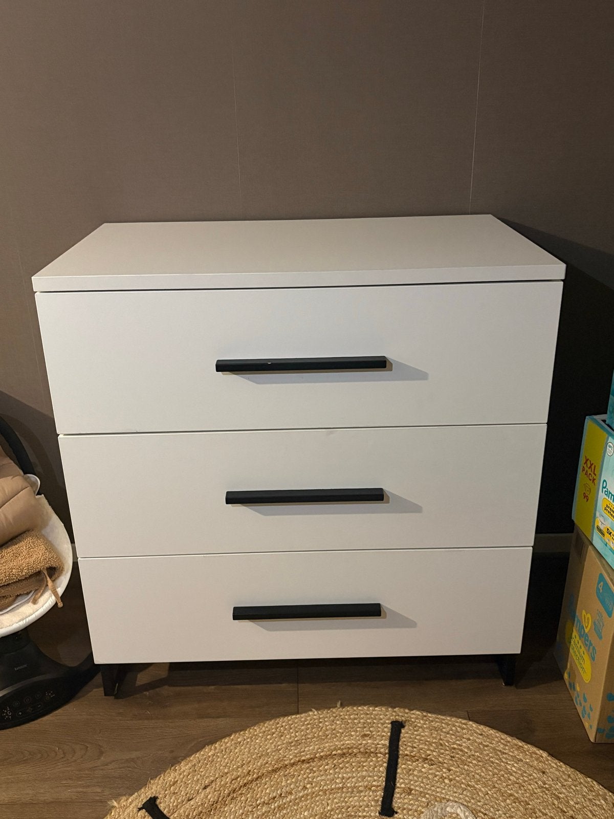 Commode TWF - Wit met Zwarte Handgrepen, Ophalen, 50 tot 70 cm, Zo goed als nieuw, 75 tot 100 cm