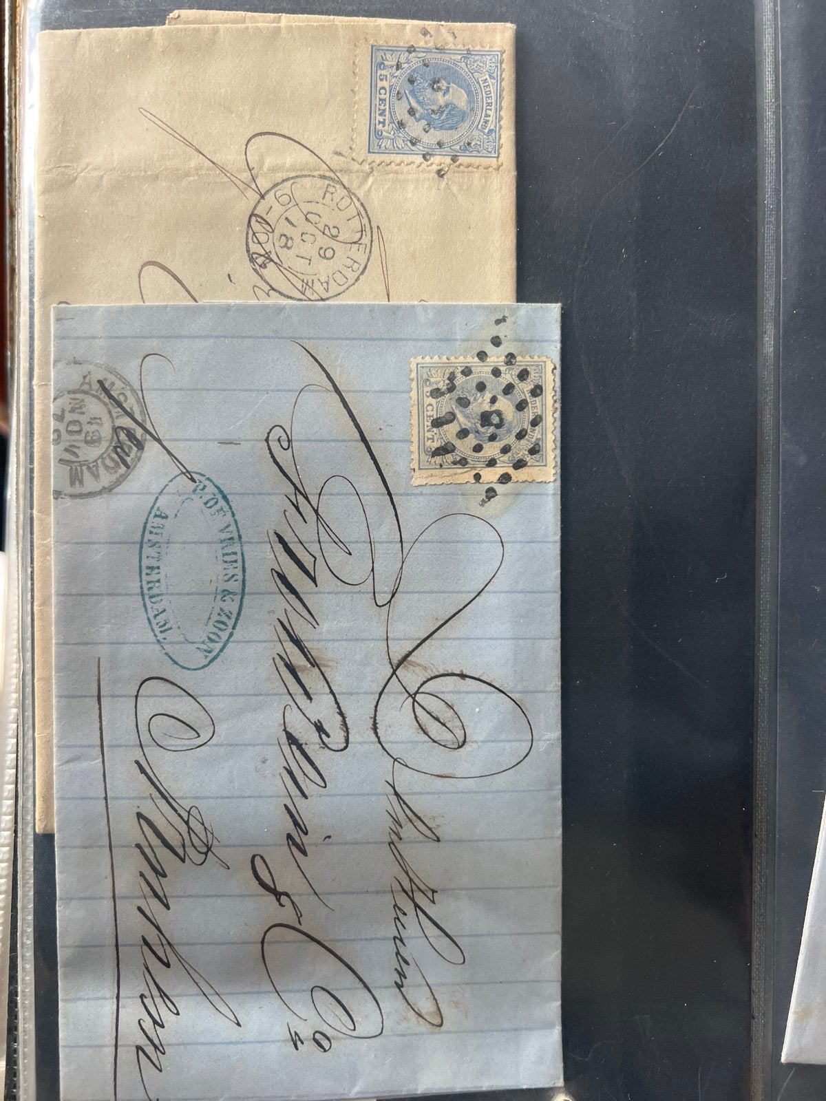Oude Nederlandse postzegels op brieven - Twee stuks, Postzegels en Munten, Ophalen of Verzenden, T/m 1940, Gestempeld
