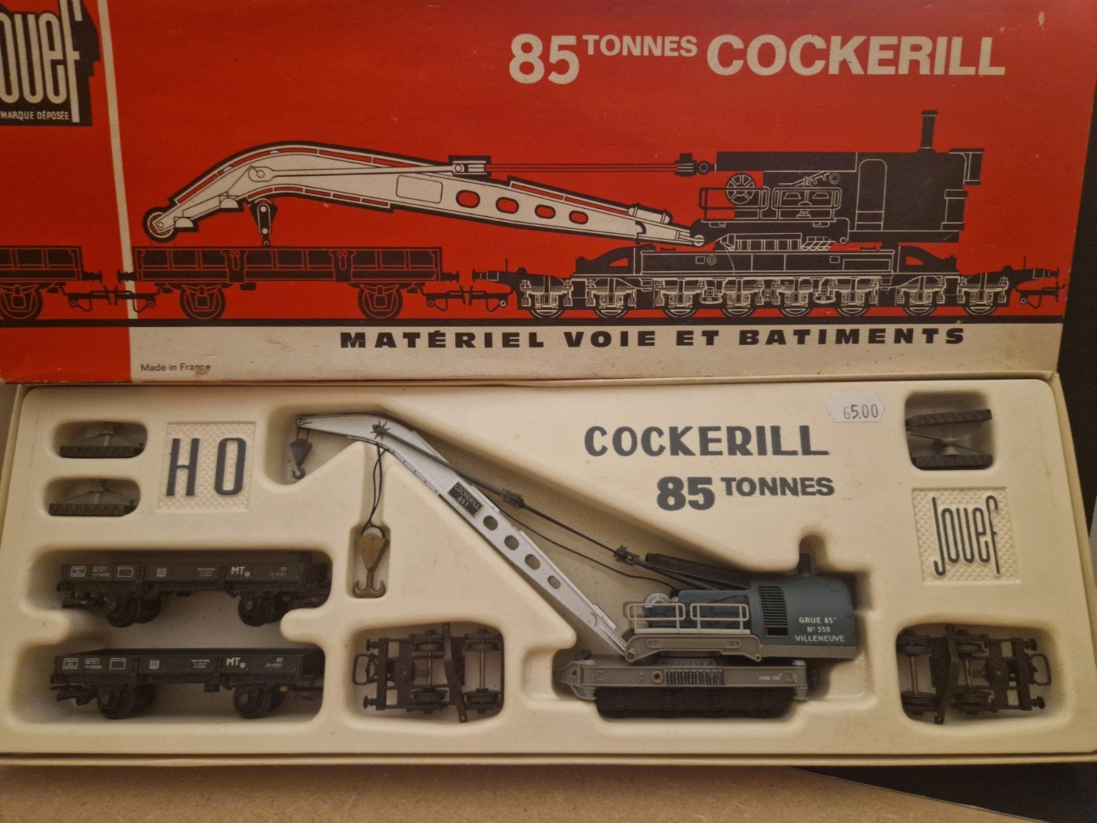 Jouef Cockerill 85 Tonnen Kraanwagon H0, Gelijkstroom, Jouef, Wagon, Ophalen of Verzenden