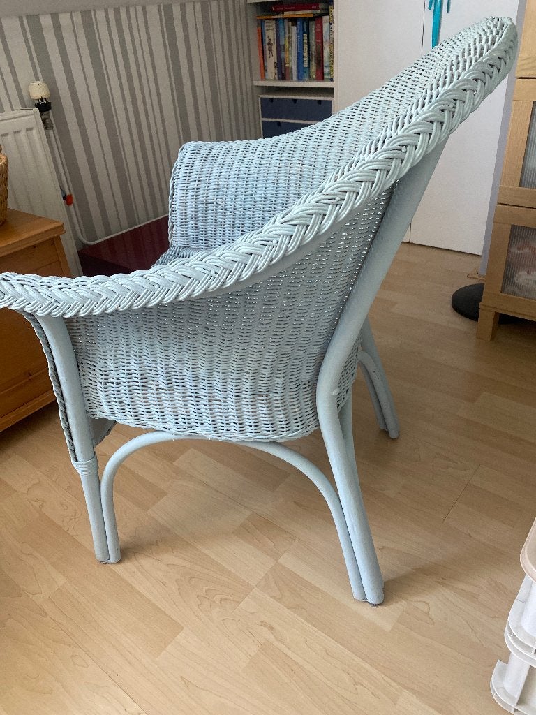 Rotan stoeltje, Huis en Inrichting, Stoelen, Ophalen, Blauw, Riet of Rotan, Zo goed als nieuw