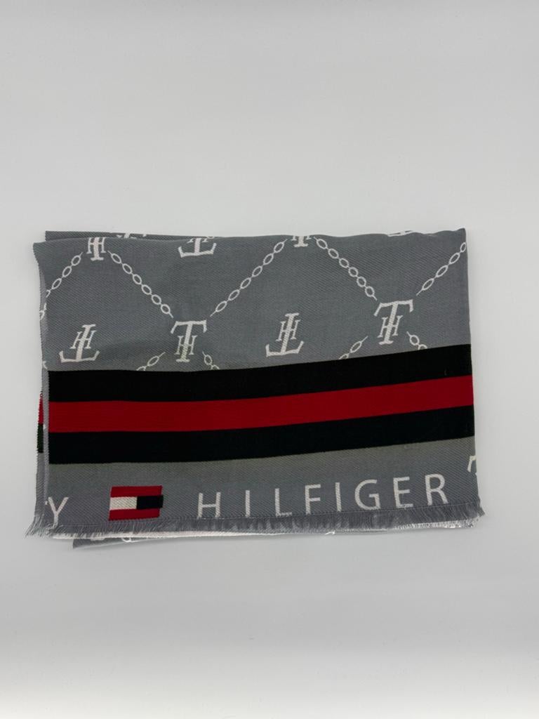 Nieuwe Tommy Hilfiger Sjaal - Grijs met Logo en Strepen, Kleding | Dames, Mutsen, Sjaals en Handschoenen, Verzenden, Nieuw, Sjaal