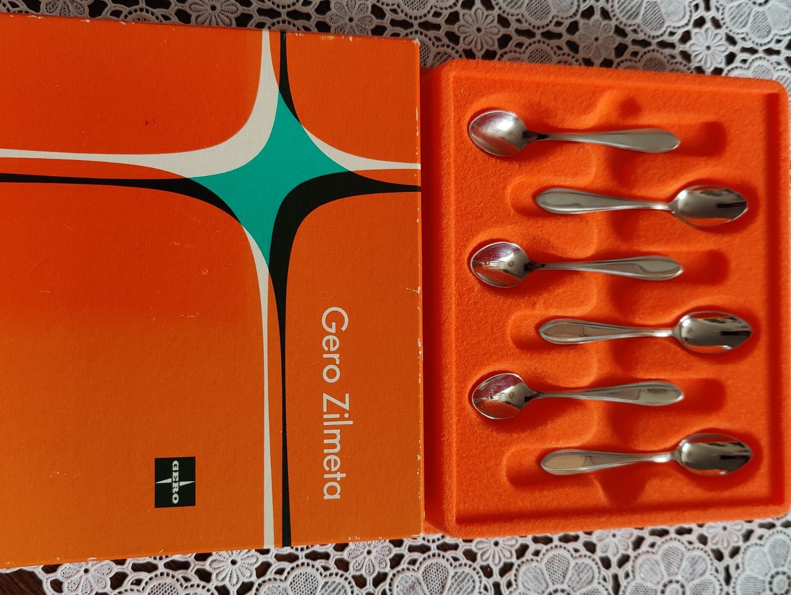 Vintage Gero Zilmeta theelepeltjes in originele doos, Ophalen of Verzenden
