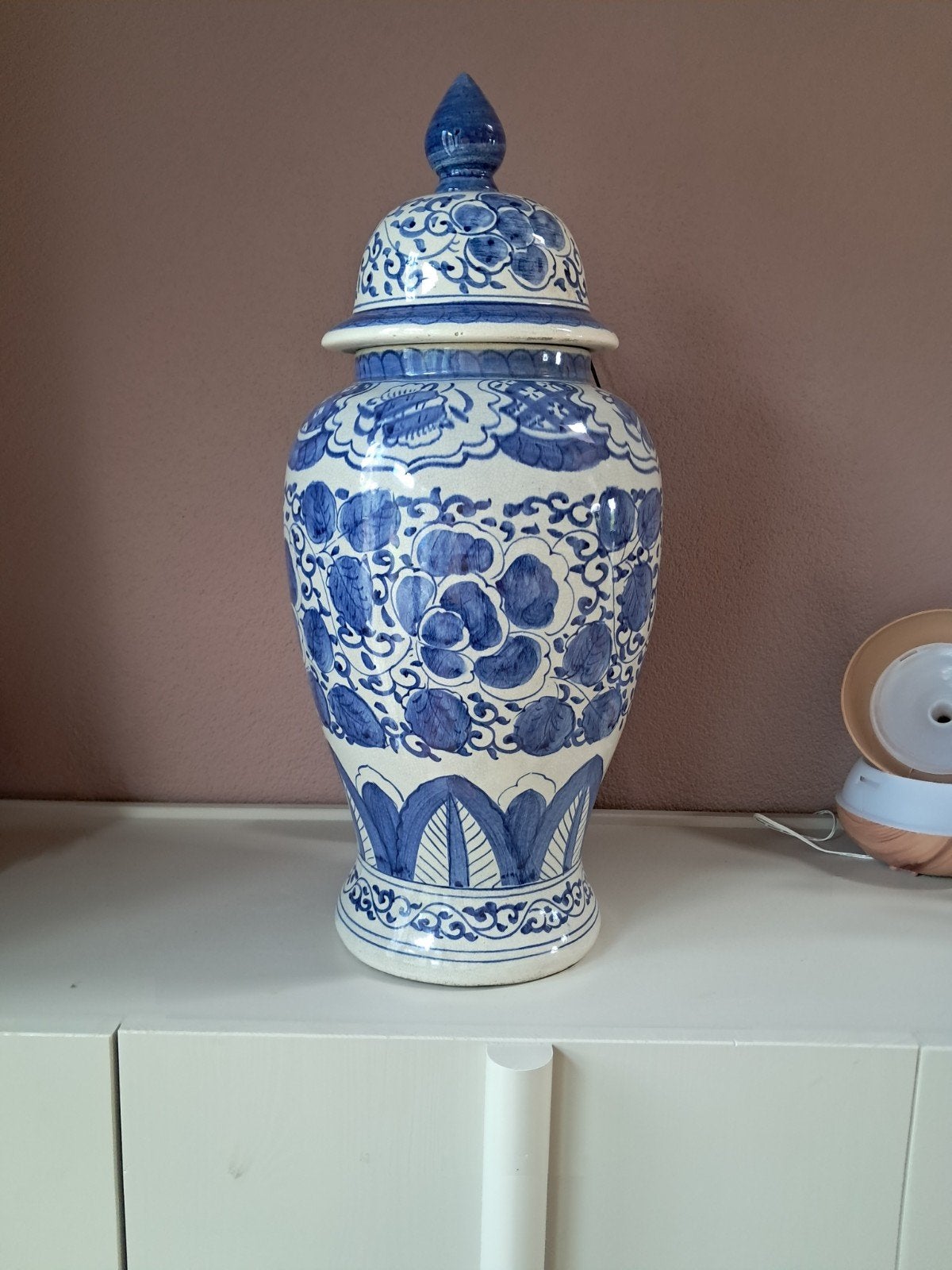 Grote Chinese gemberpot blauw-wit, Ophalen